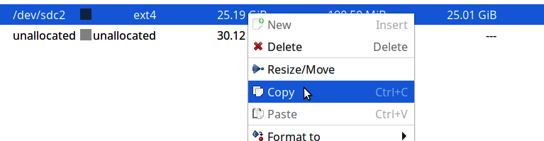 Copying a partition