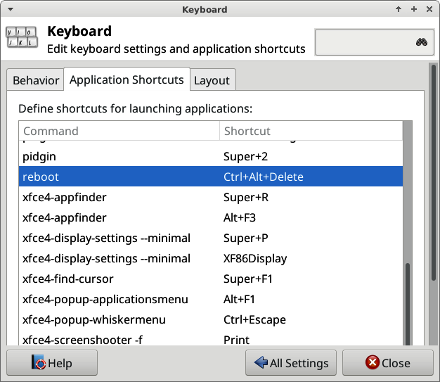 Configuring Ctrl-Alt-Deletein Xubuntu