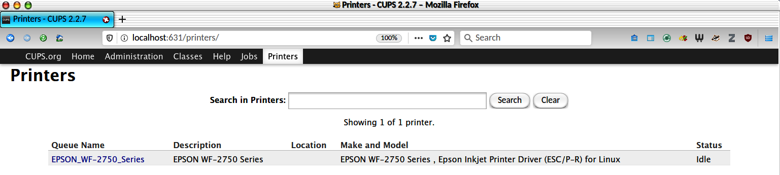All installed printers