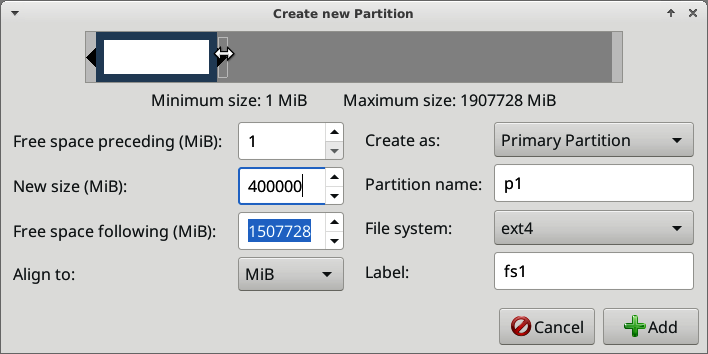 Creating a new partition