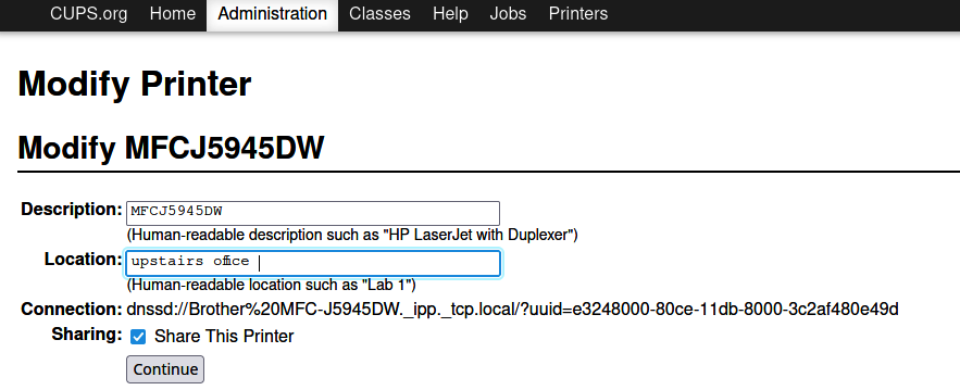 Modifying an installed printer