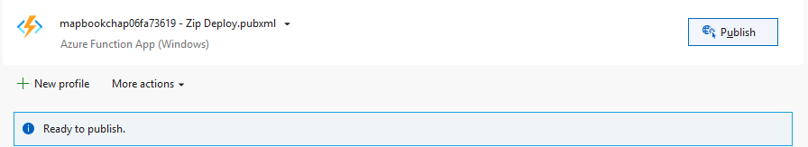 Figure 6.17 – Publishing the code to the function app