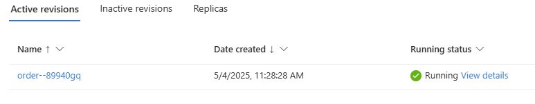 Figure 5.16 – Revisions and replicas of the order service.