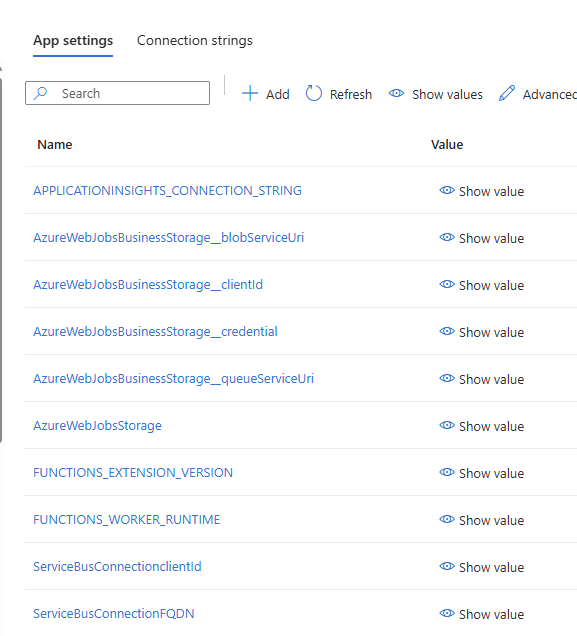 Figure 6.14 – Environment variables for identity-based authentication