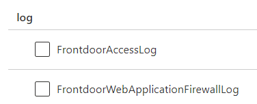 Figure 3.20 – Azure Front Door log categories