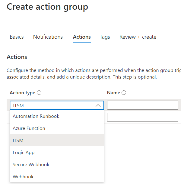Figure 3.25 – Action group action types