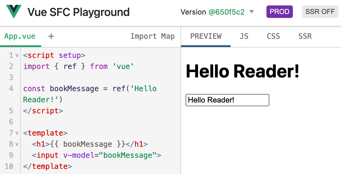 Figure 4.4: Vue.js single-file component playground