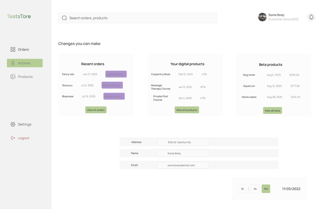   user actions screen design in Figma