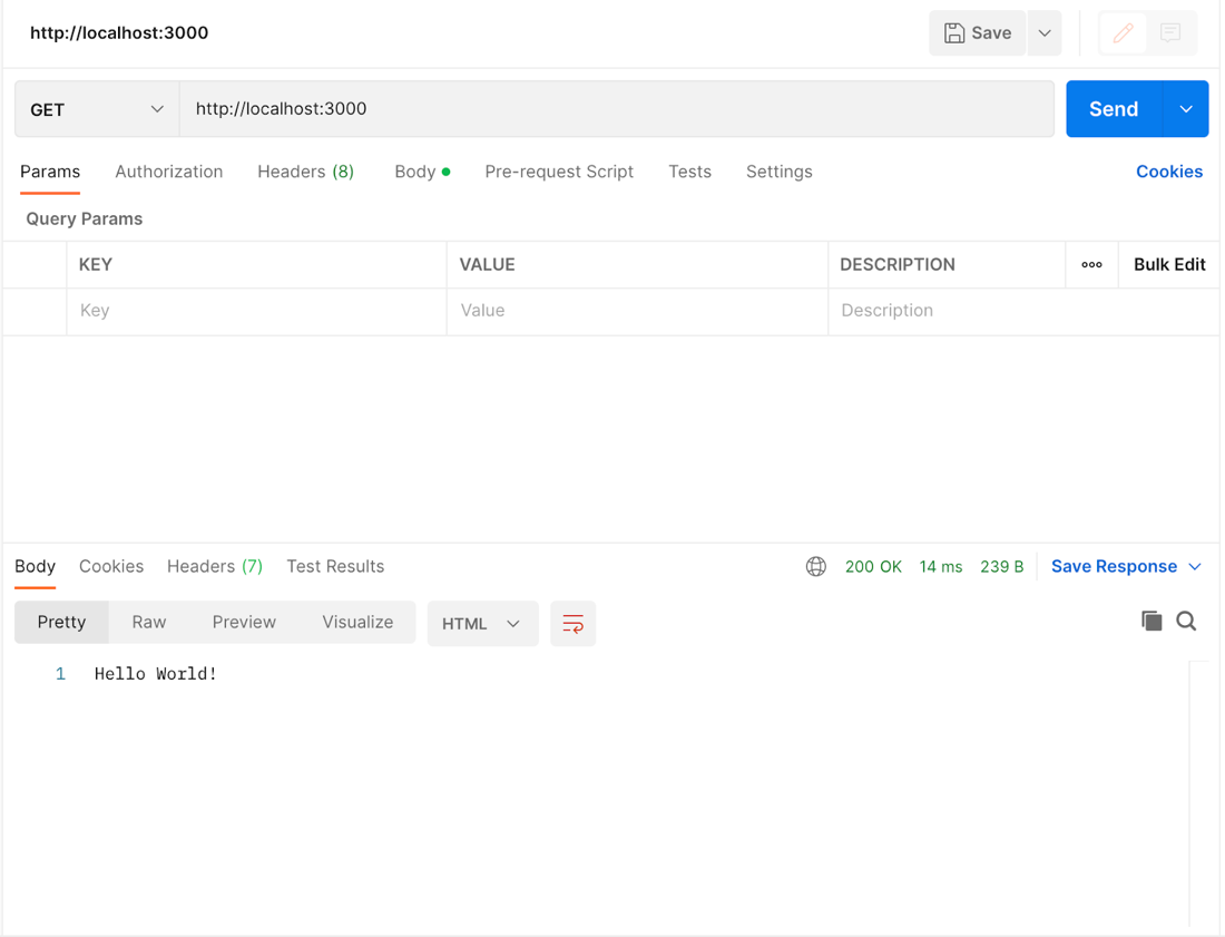   GET request and response in Postman