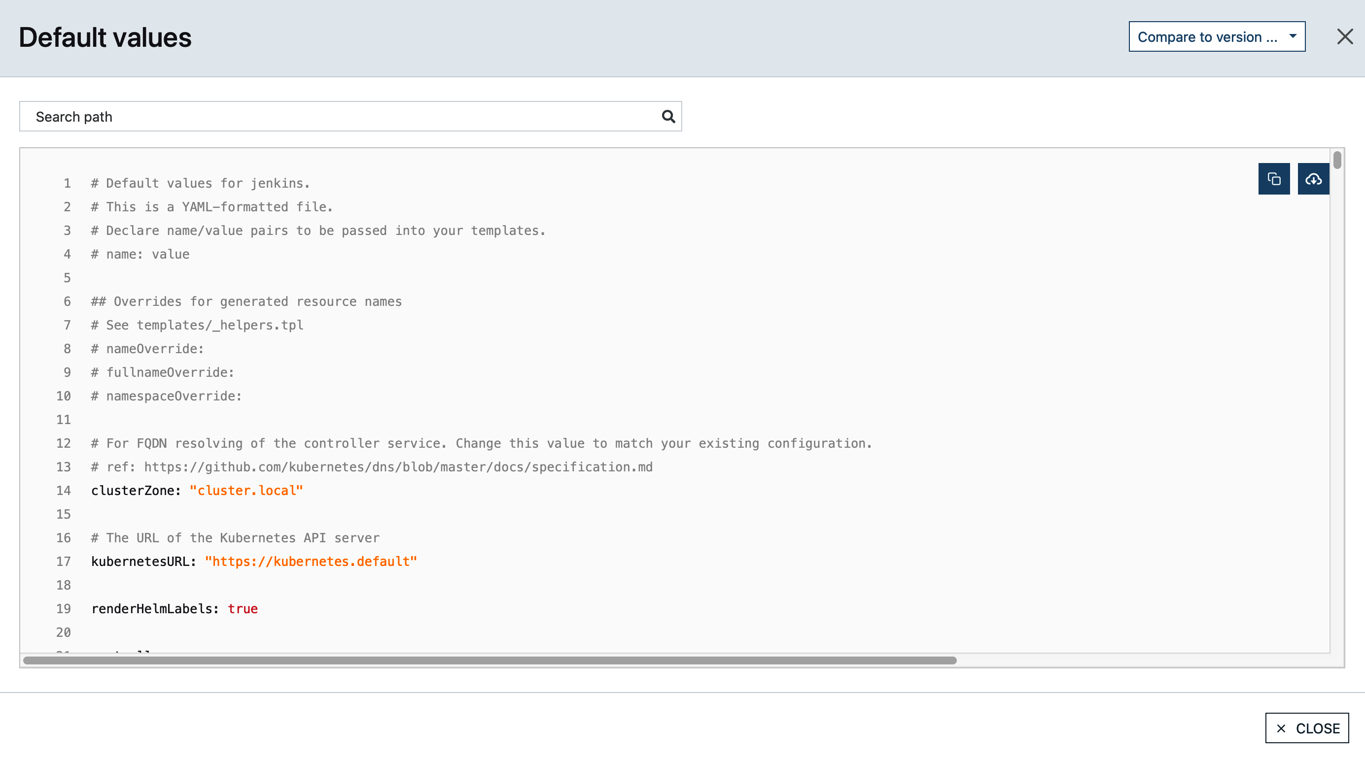artifact hub jenkins chart default values