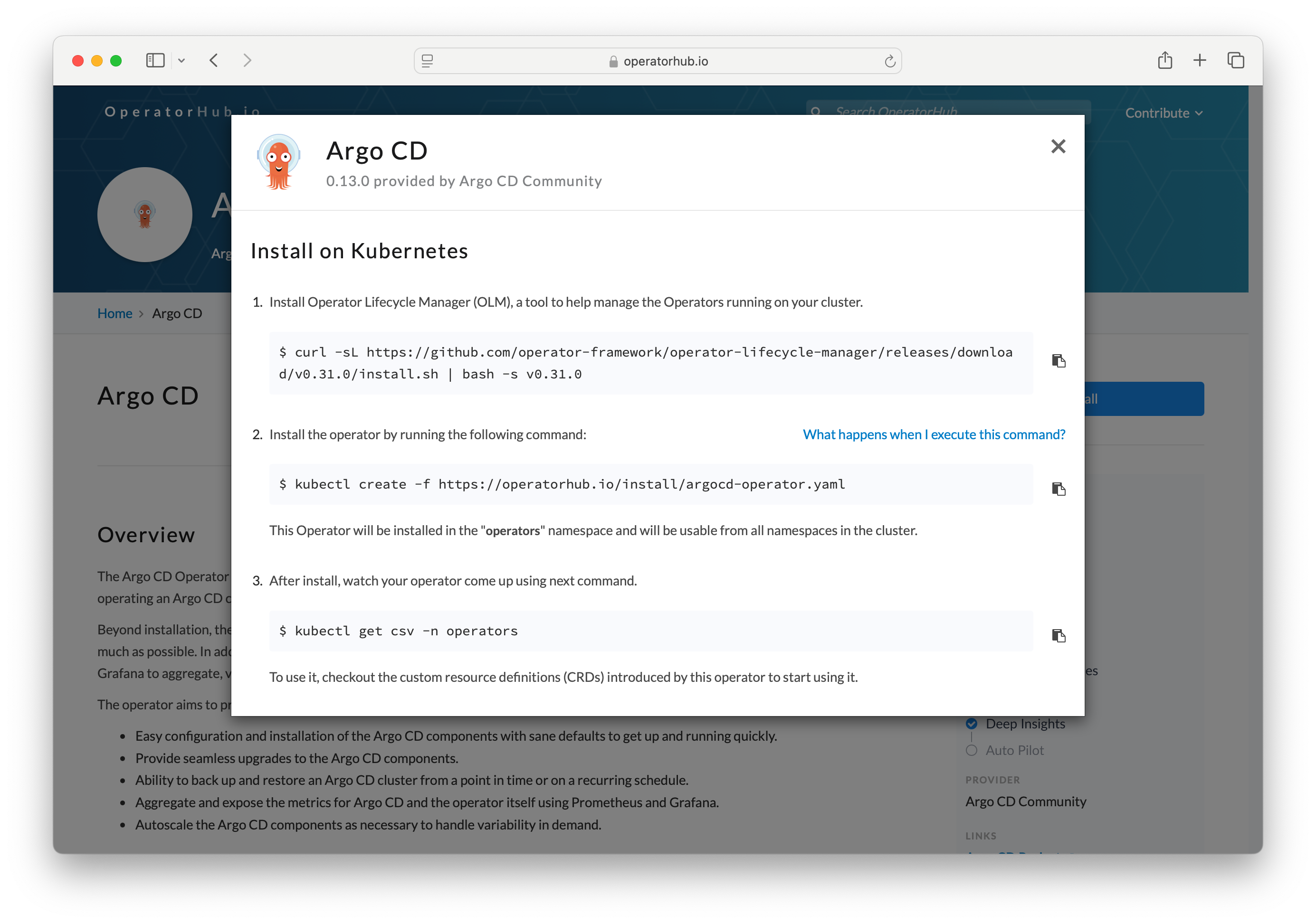 operatorhub argocd operator install