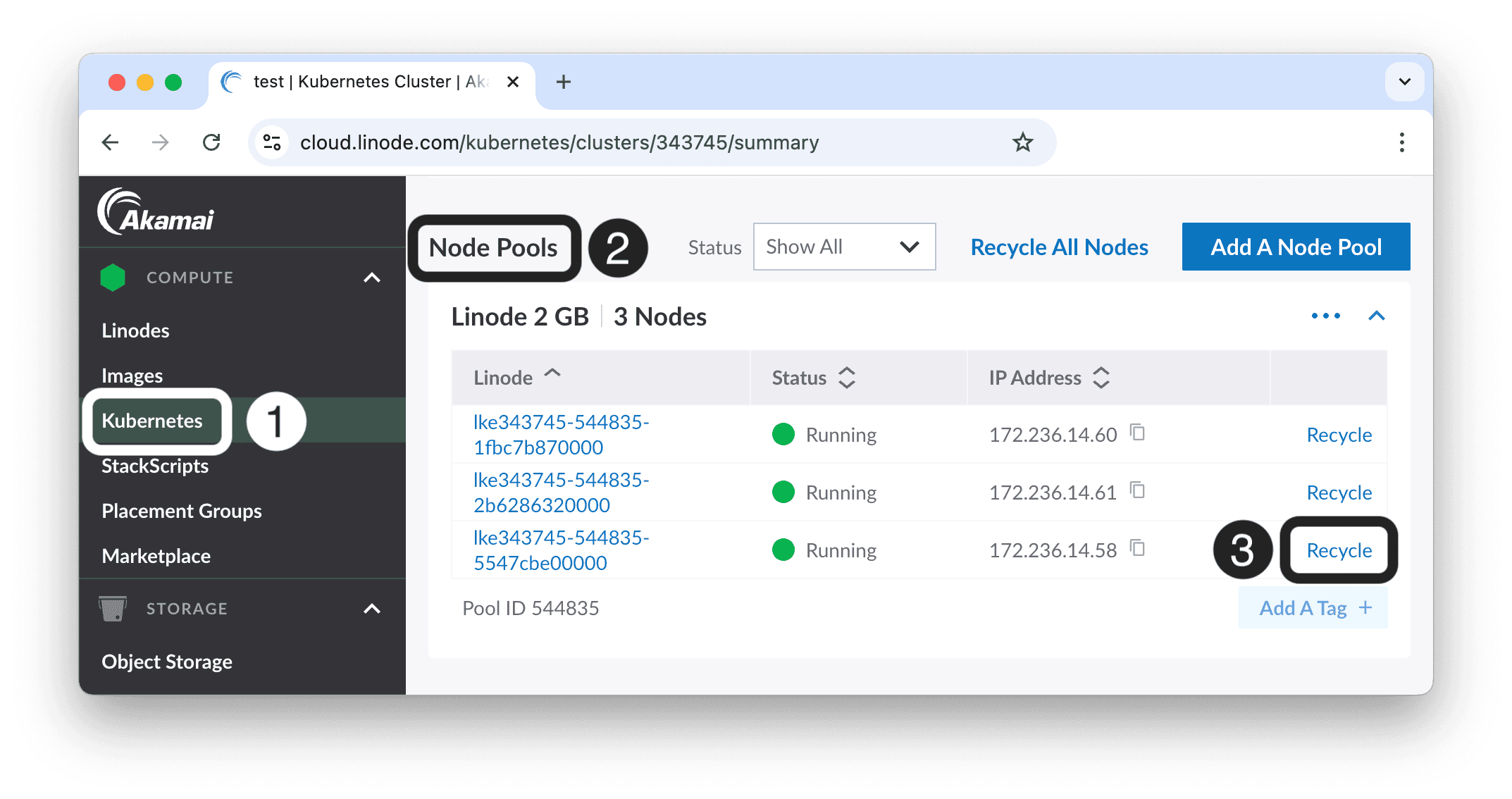Figure 13.3 - Delete an LKE cluster node