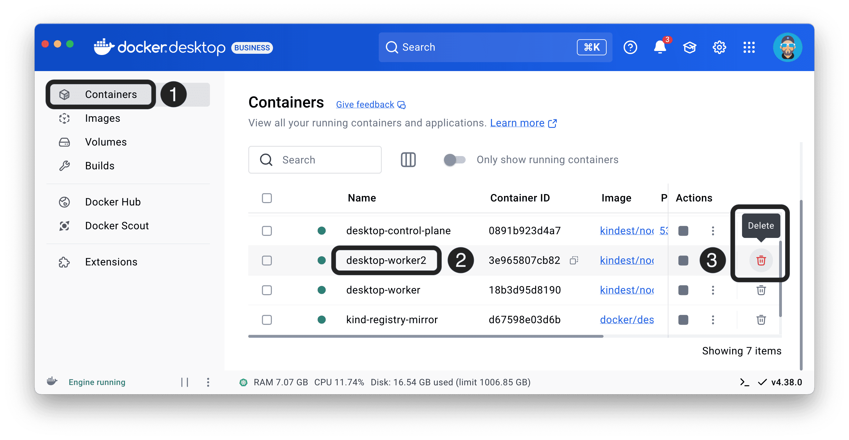 Figure 13.4 - Delete a Docker Desktop cluster node