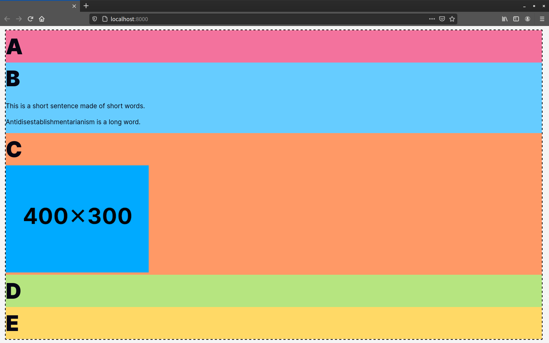 Items are now stacked vertically