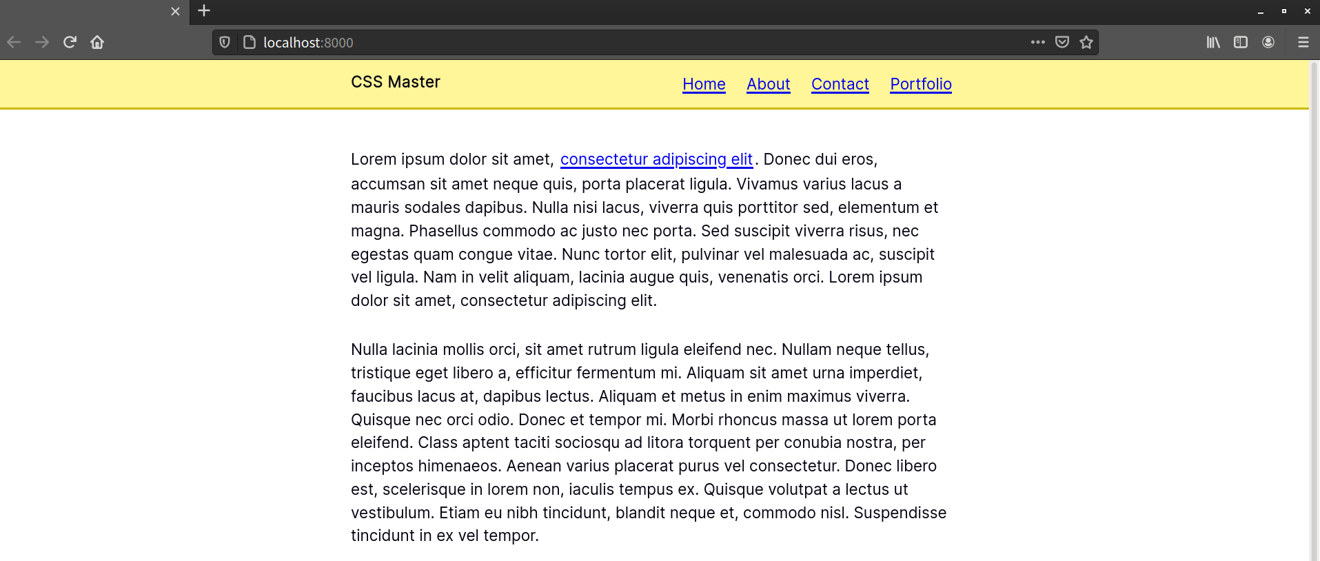 Our navigation links lack a wavy, pink underline because the selector isn’t specific enough