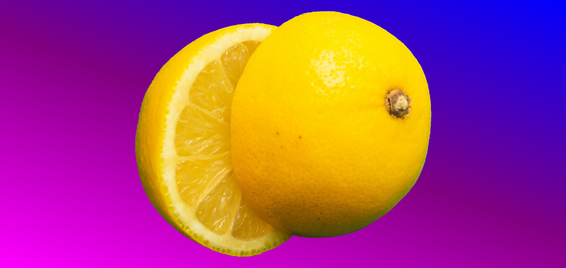 A partially-transparent lemon set against a background gradient