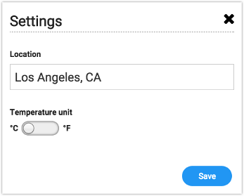 Our widget’s Settings panel