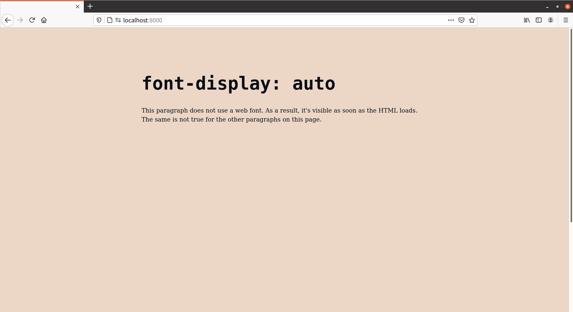 The view in Firefox before the web font loads