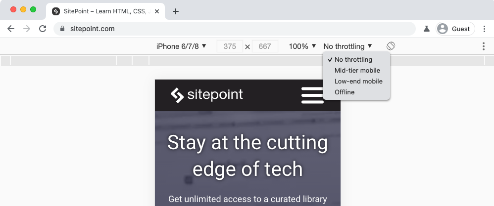 Chrome’s throttling is device centered, and mimics the performance of lower-end mobile devices