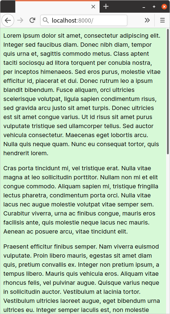 Reducing the container width to 450 pixels makes our layout a single column