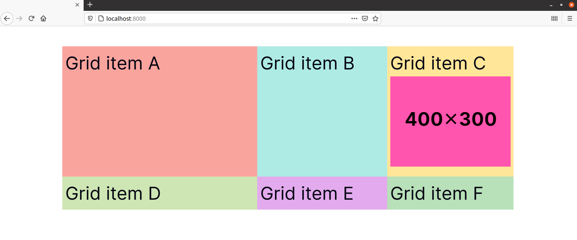 Our grid arranged in two rows and three columns