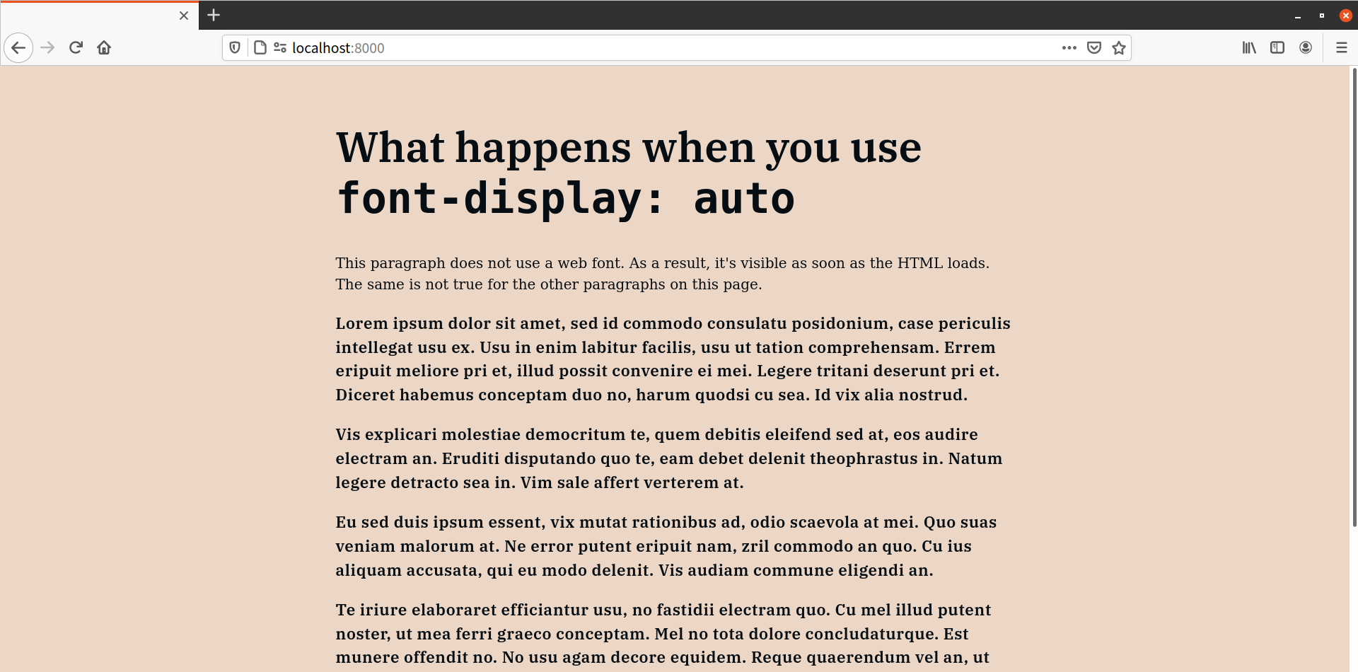 Once the browser loads the web font, it swaps the invisible text for the font face