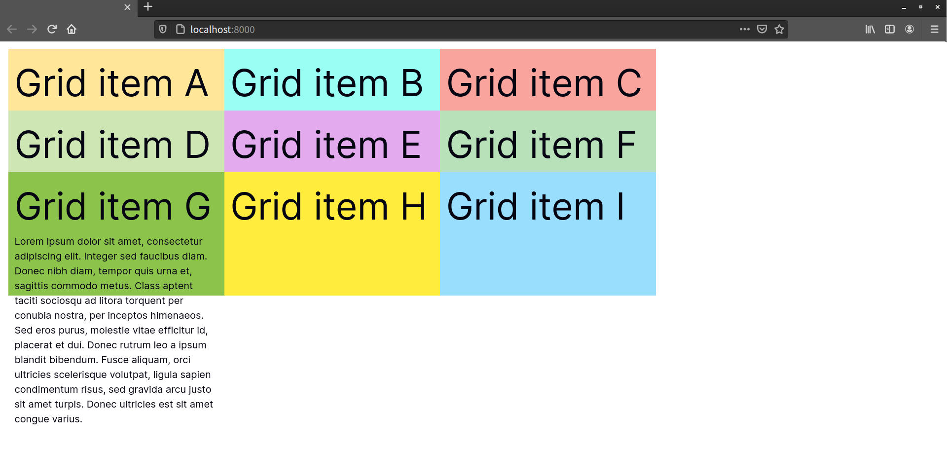 The grid now interferes with following elements