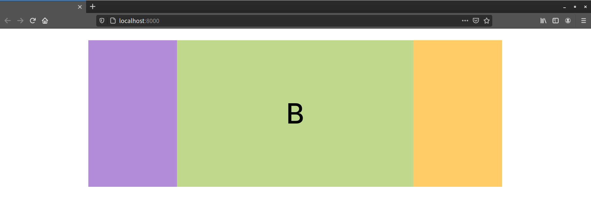 The child element is centered horizontally within the container