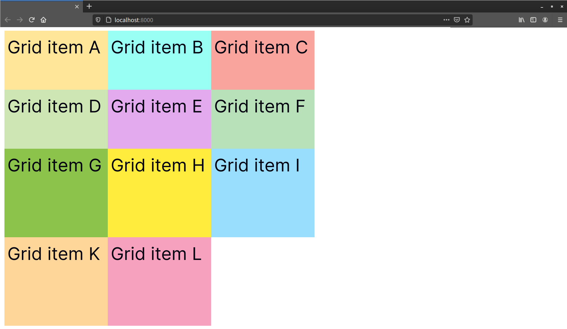 The two extra items form a fourth row with the same height as the third row