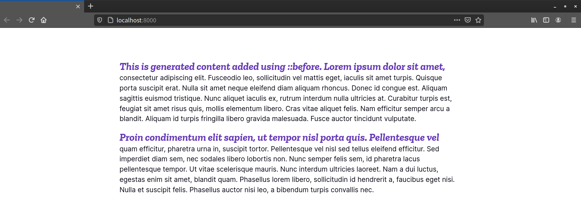 Generated content becomes part of the first line