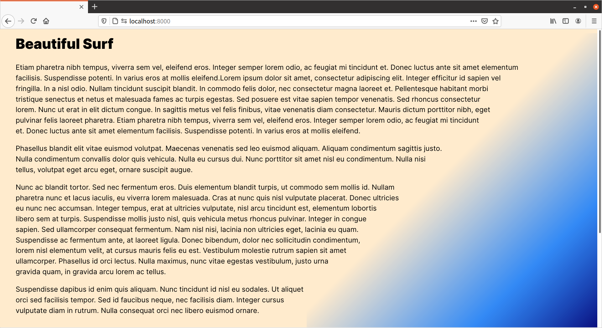 Text following a beach-like, transparent to blue angled gradient