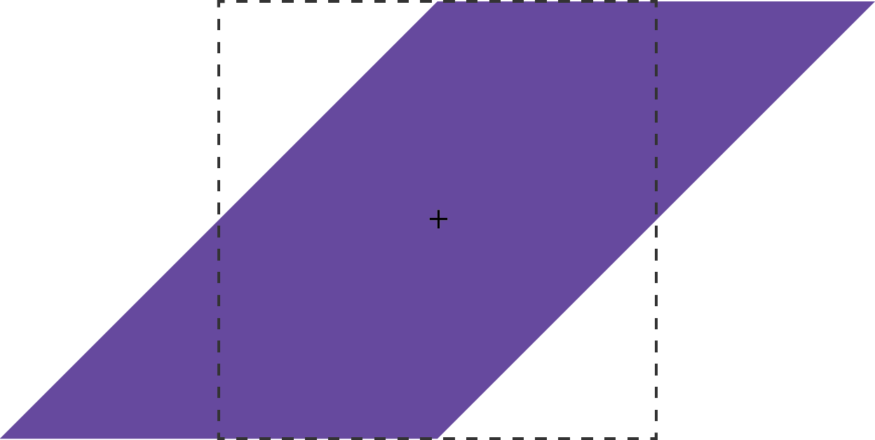 A rectangle is skewed 45 degrees along its X-dimension