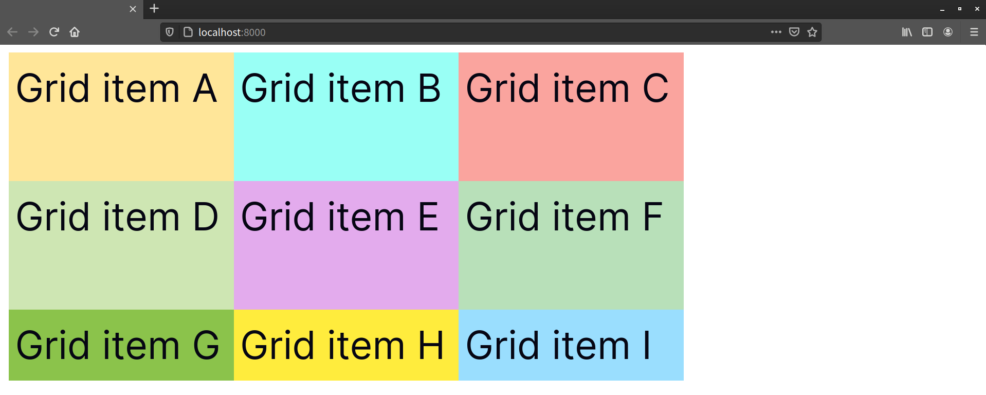 The grid now contains nine items in three rows and three columns