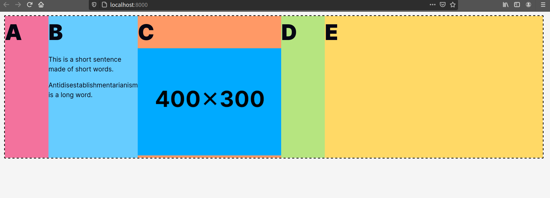 A flex-grow factor of 5 changes the ratio by which space gets distributed within the flex container
