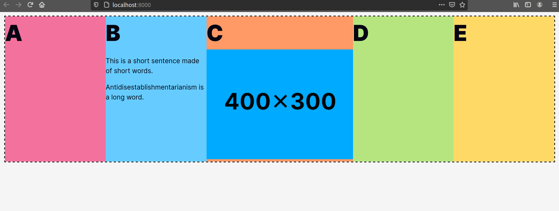 Adding flex: 1 to the children of a flex container: items have equal width except the one containing an image, which is slightly wider