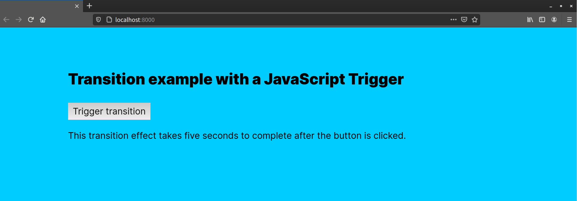 Creating a transition triggered by JavaScript
