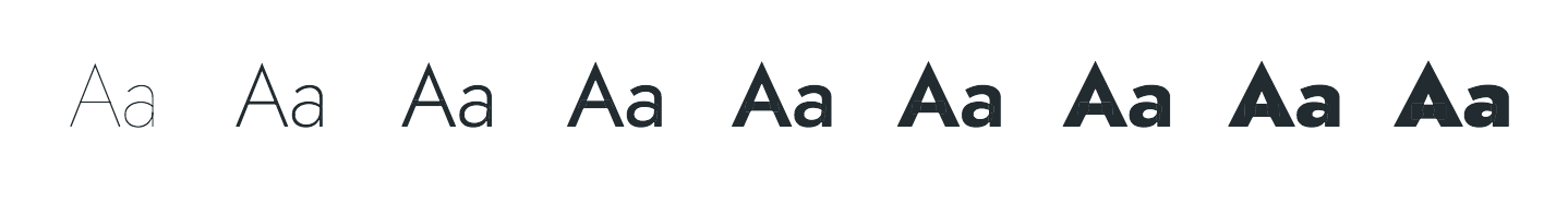 Jost letter A in various weights