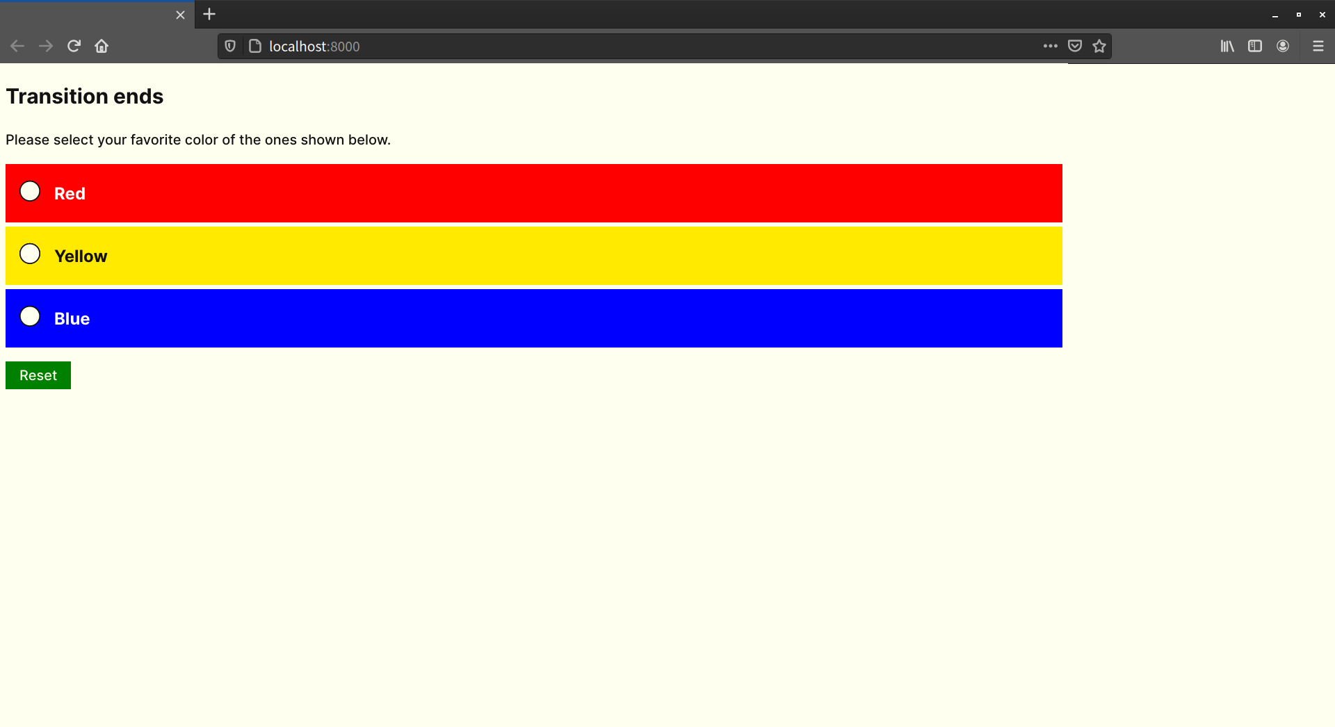 Our transition demo form