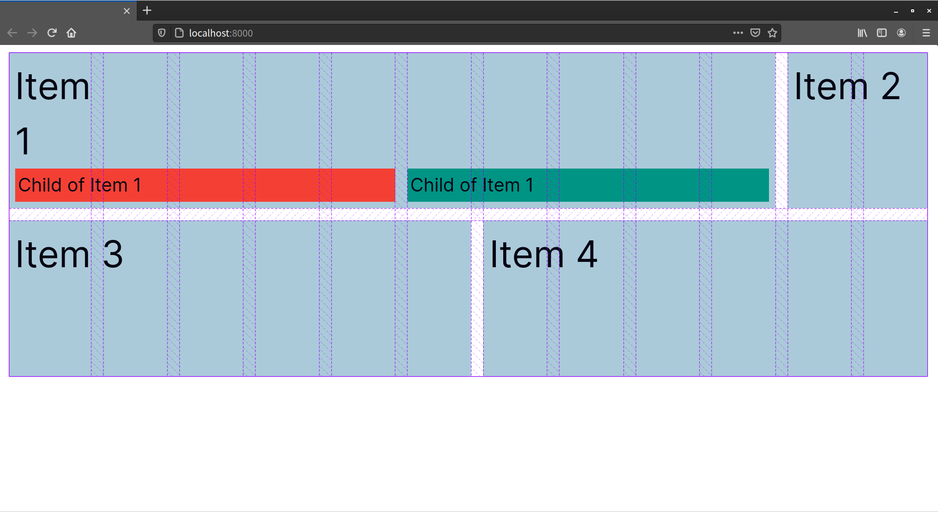 Elements within a subgrid align with the grid tracks of the parent grid container