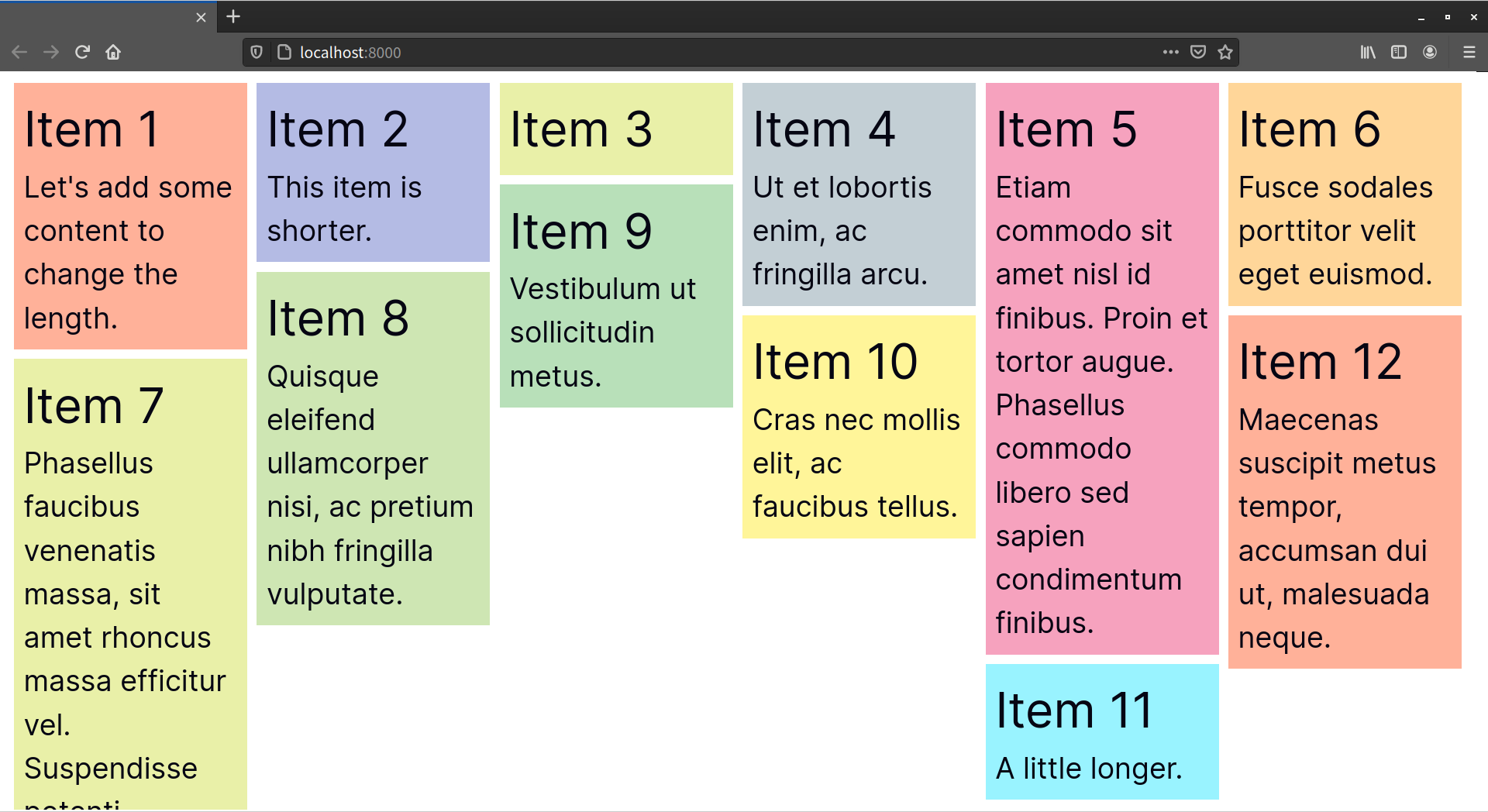 Using masonry-auto-flow: next preserves the order of grid items in a masonry layout