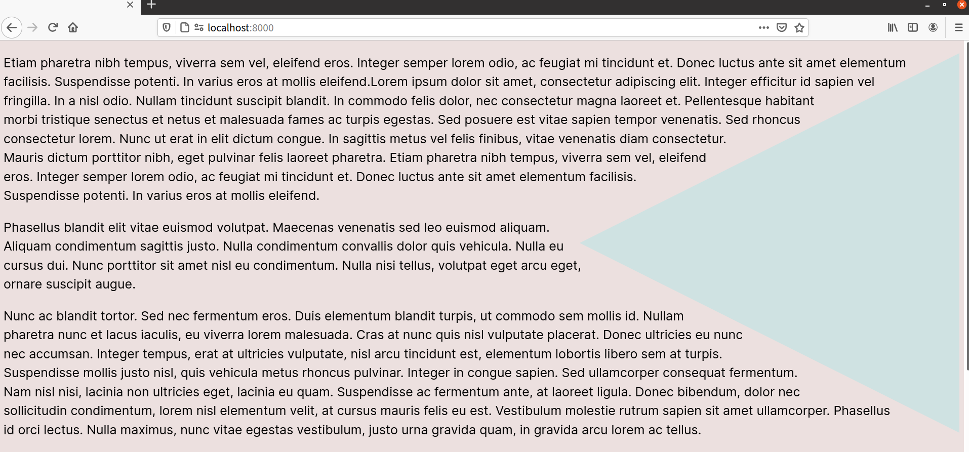 Text flowing around a triangle