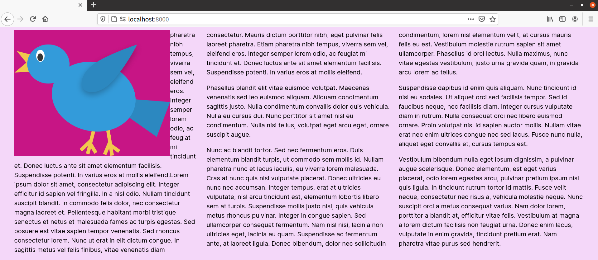 Text flows around a floated image within a column
