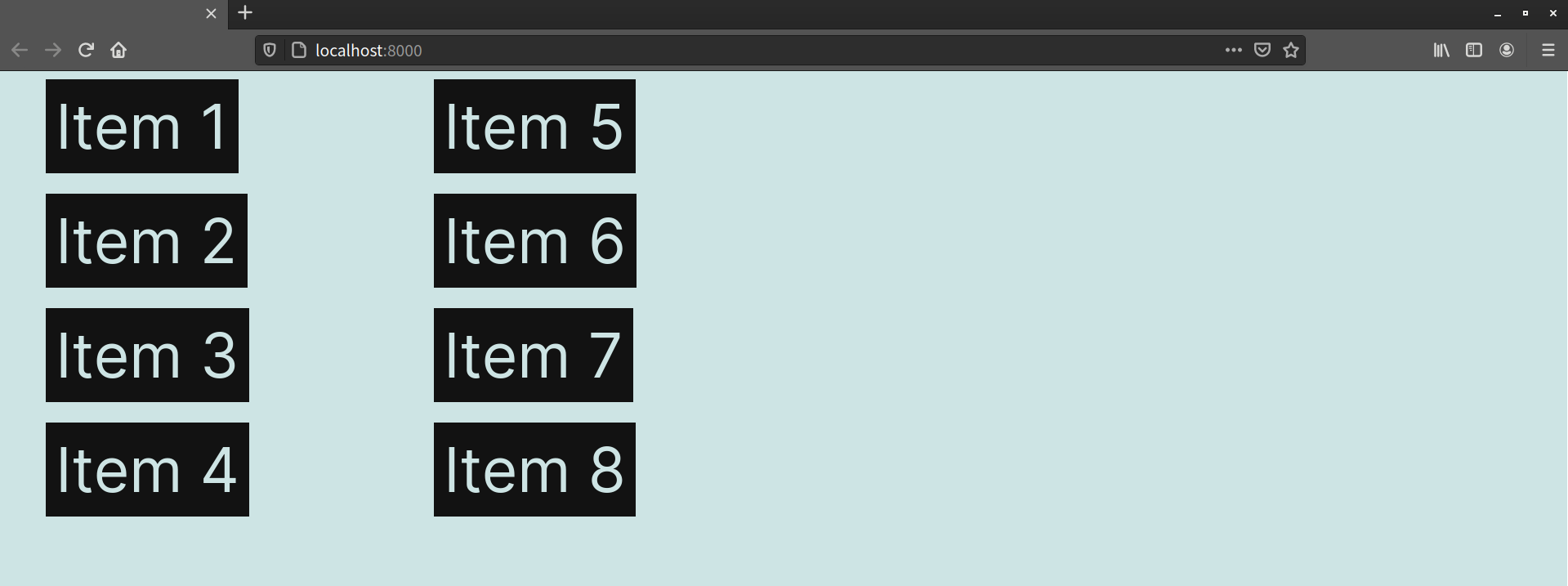 The eight grandchild divs are now stacked into two columns