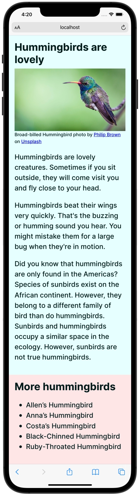 A document viewed in a narrow mobile browser