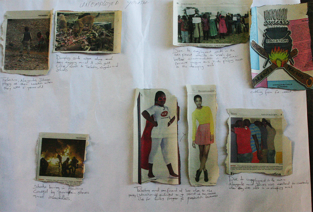 User-created collage made of images of people from newspapers and magazines.