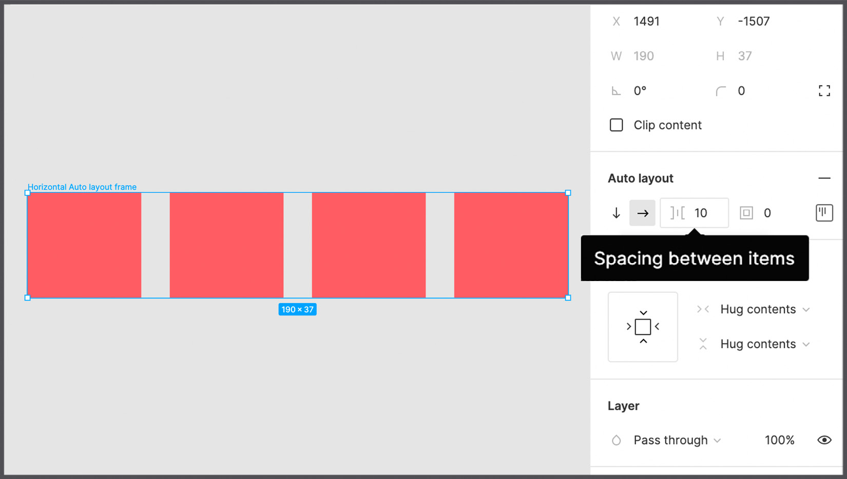 Figure 6.3 – The Spacing between items option 