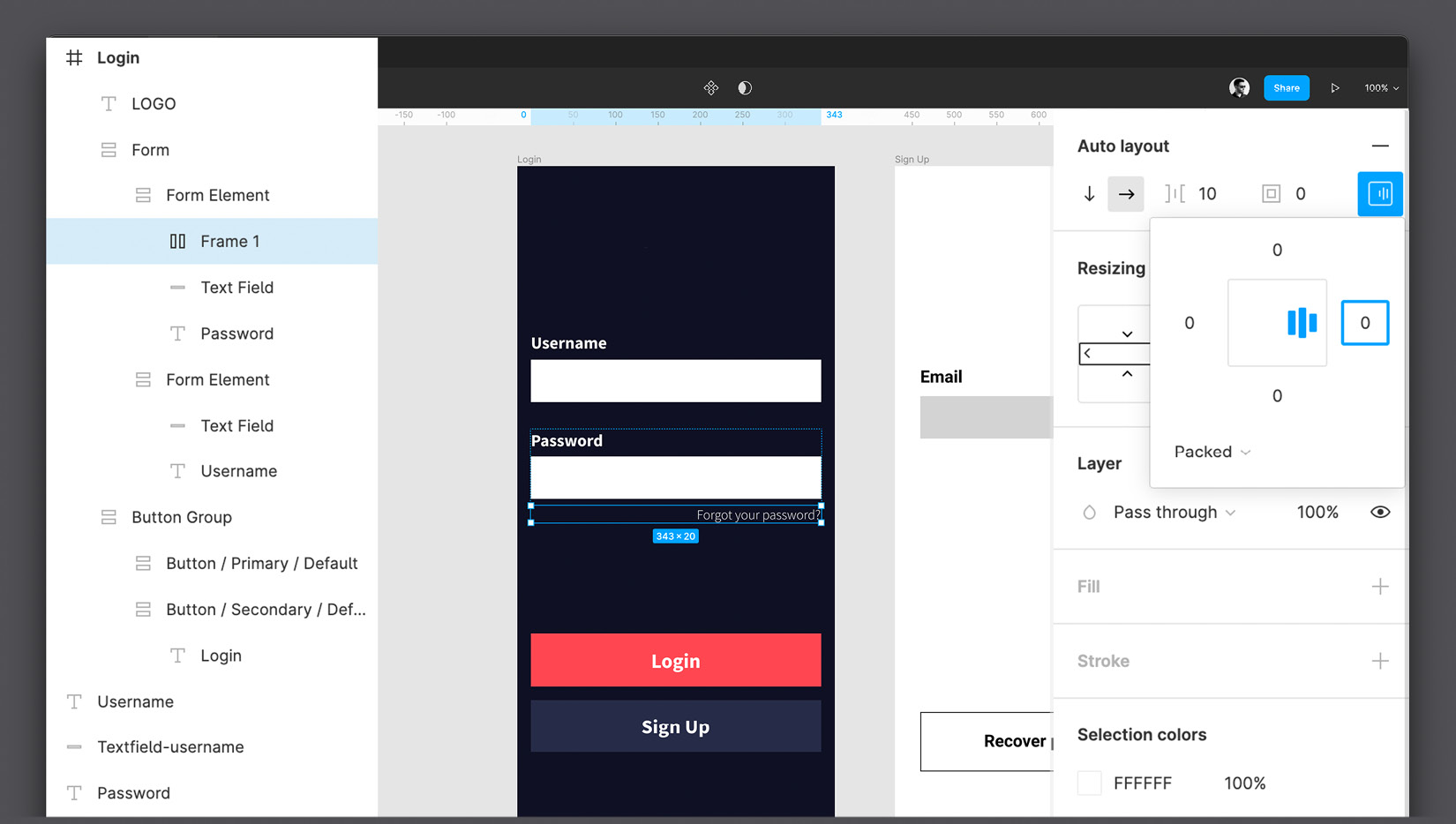 Figure 6.31 – Adding a nested auto layout frame 