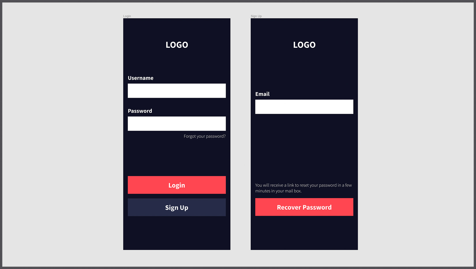 Figure 6.33 – The Login and Sign Up views 