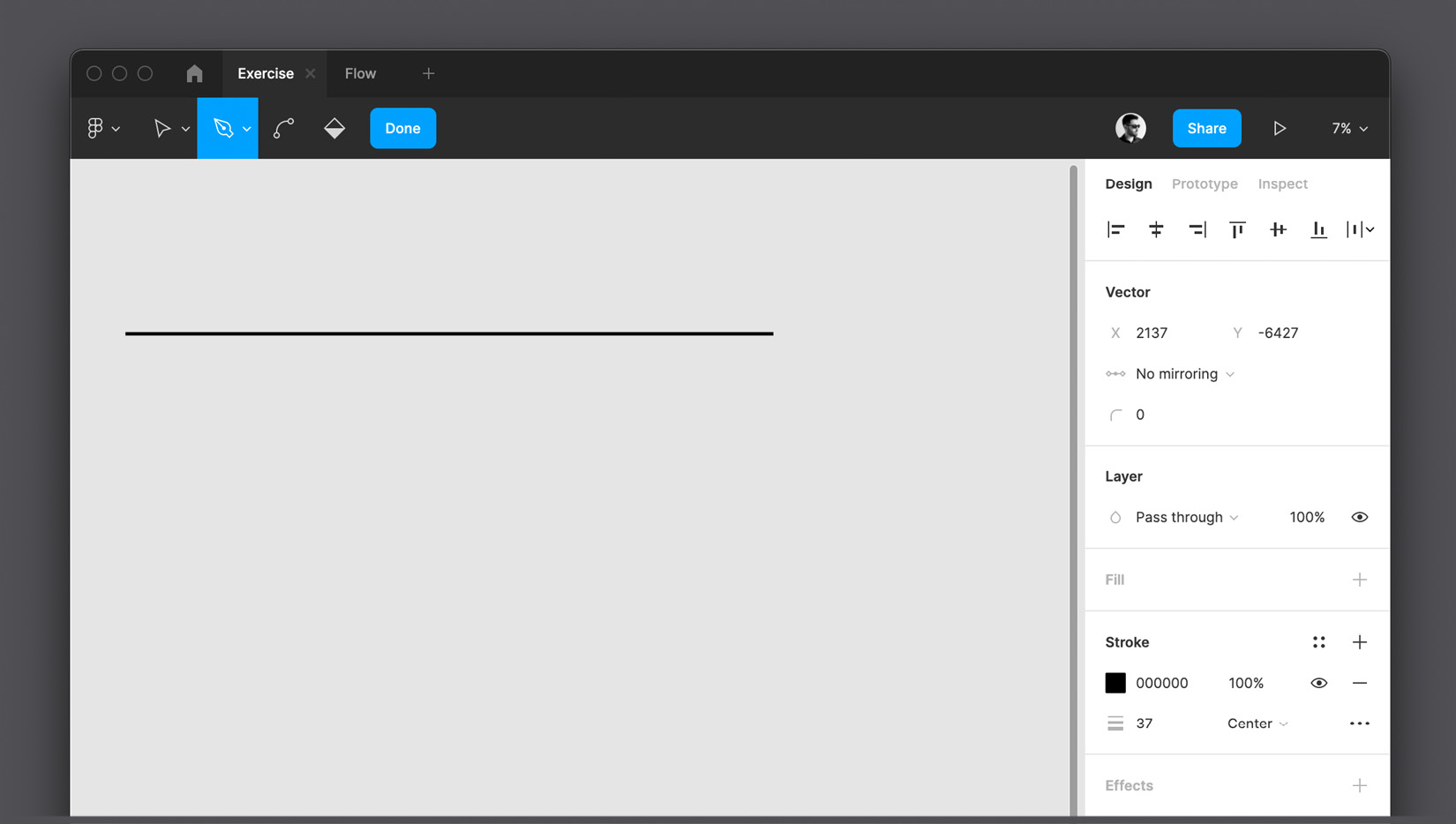 Figure 4.10 – A straight line made with the Pen tool 